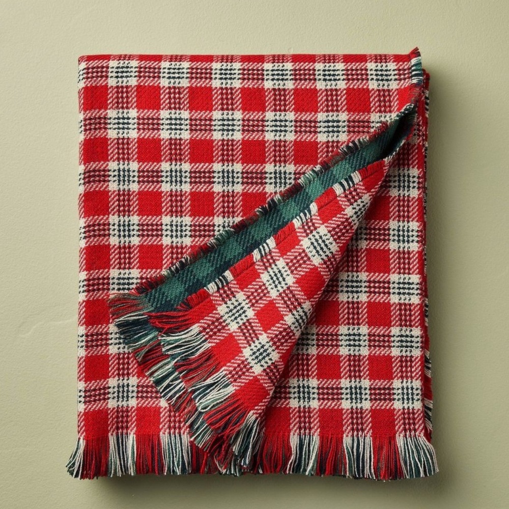 50"x60" Vintage Reversible Brushed Woven Throw Blanket Red Plaid - Hearth & Hand